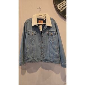 Levi's Women's 3XL Sherpa Trucker Denim Jacket Blue Casual Fall